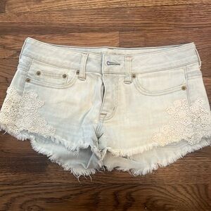 American eagle Jean shorts with lace accent, size 2